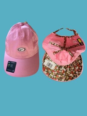 NWT Nike Heritage86 Pink Satin Baseball Cap/Floral Design & Embroidered Logo